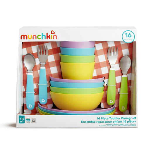 Munchkin Baby and Toddler Dining Set, 16 Piece, Multi-Color, Unisex