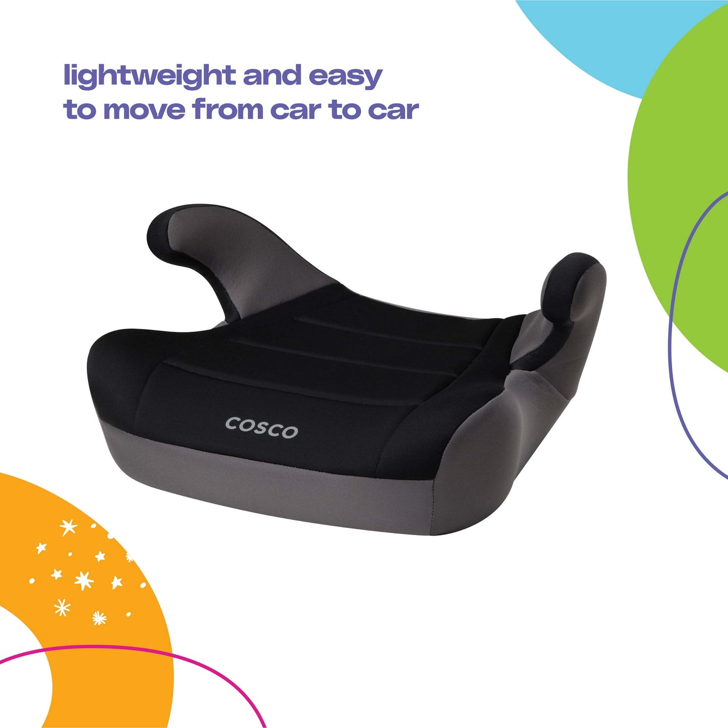 Cosco Kids Rise LX Booster Car Seat, Fossil Black, Toddler, Unisex