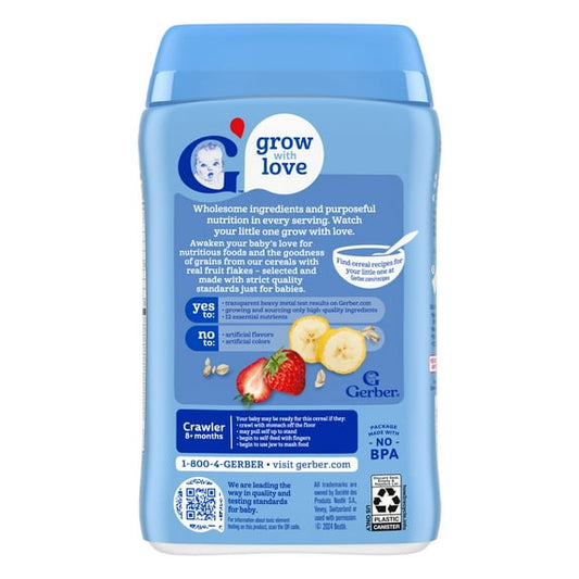 Gerber Stage 3 Baby Food, Oatmeal Banana Strawberry Cereal, Baby Oatmeal Cereal 8 oz