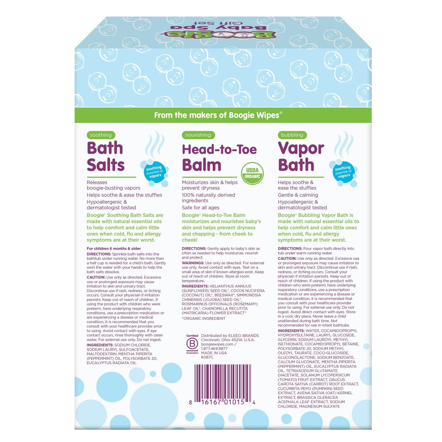 Image showing text about ingredients and details of a Baby gift set