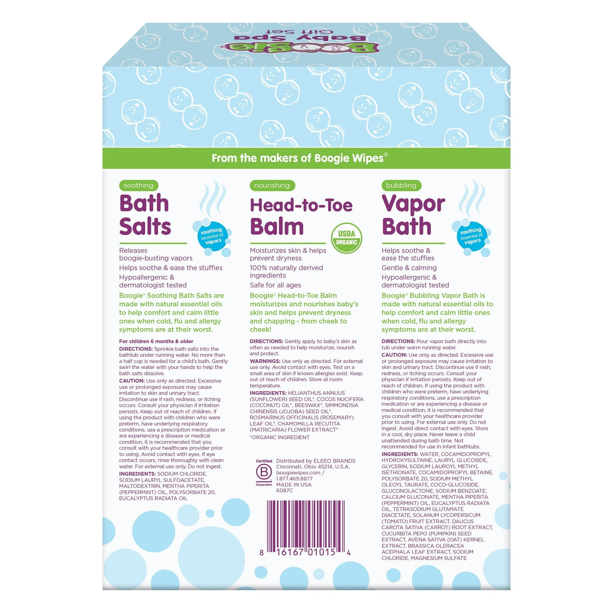 Image showing text about ingredients and details of a Baby gift set