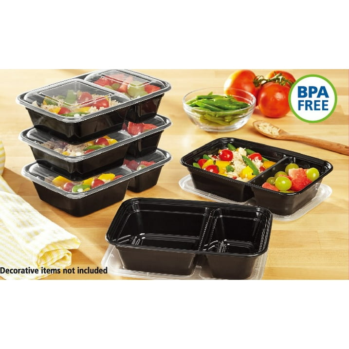 Mainstays Meal Prep Food Storage Containers, Black