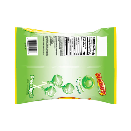 STARBURST Filled Green Apple Lollipops Halloween Hard Party Candy Suckers  9.6 oz. Lay Down Bag
