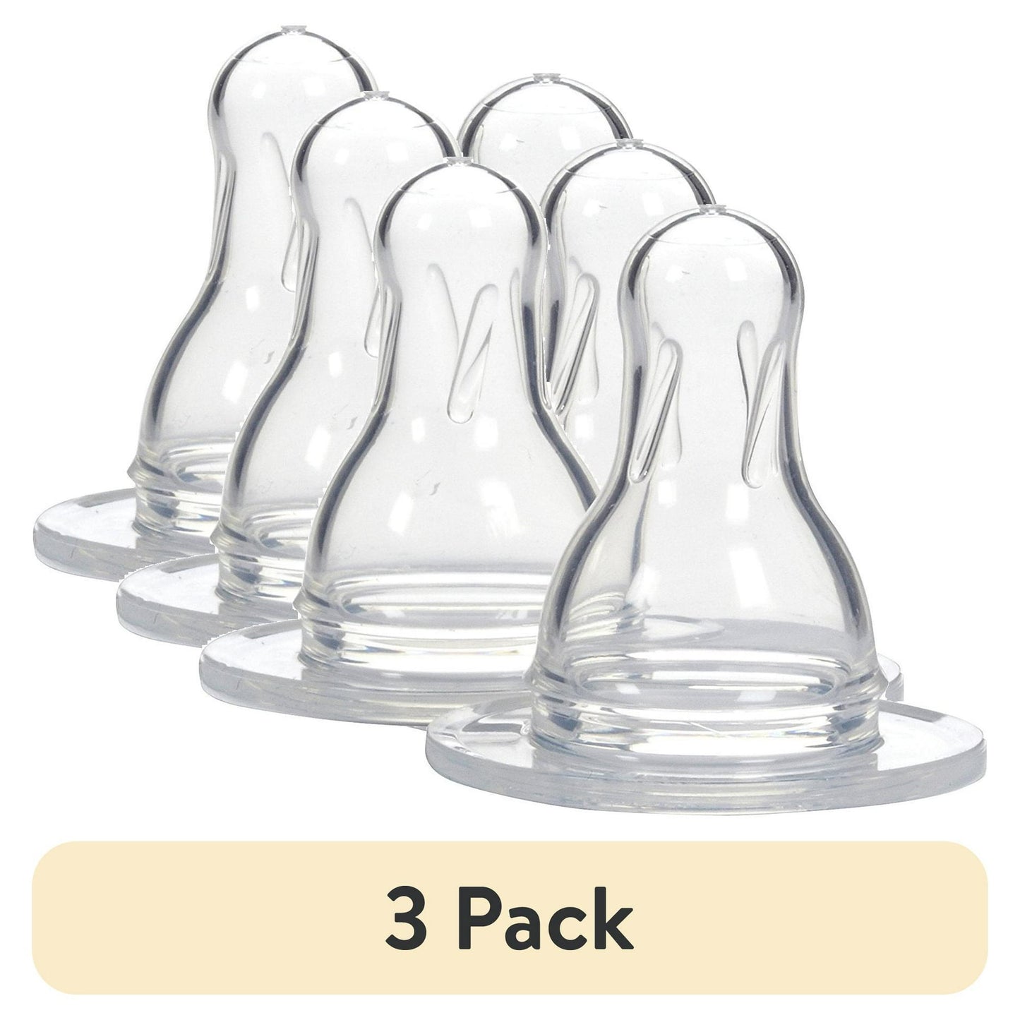 (3 pack) Dr. Brown's Natural Flow Level 4 Narrow Baby Bottle Silicone Nipple, Fast Flow, 9m+, 100% Silicone Bottle Nipple, 2 Pack