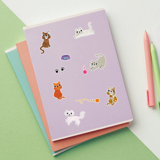 Hello Hobby Multicolor Cats Themed Stickers, 27 Count