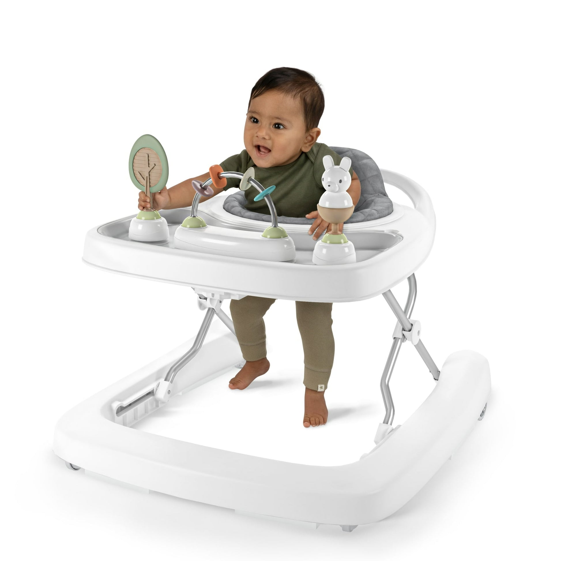 Image displaying a baby playing with a baby activity walker