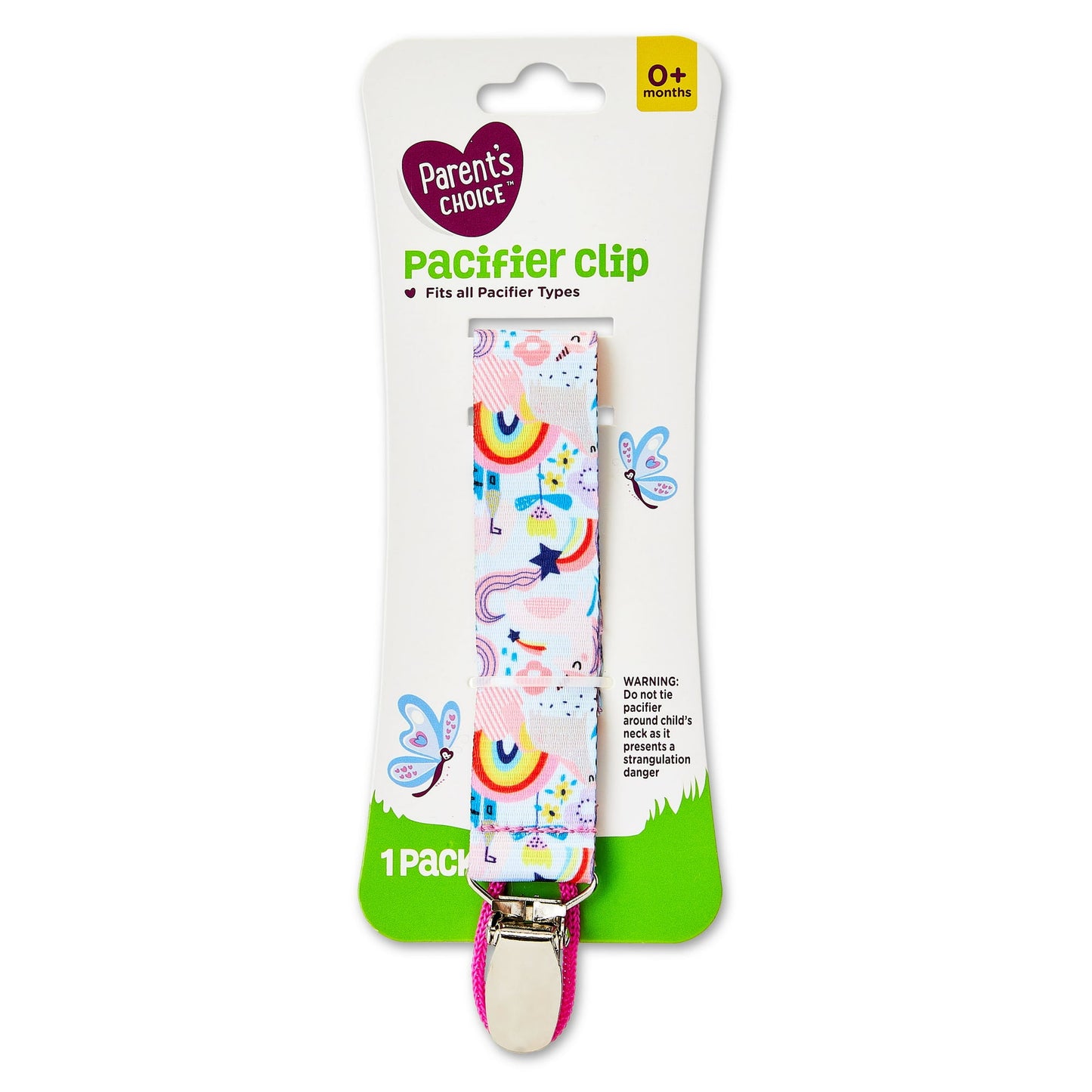 Parent's Choice Pacifier Clip, Rainbows and Unicorns