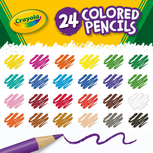 Crayola Colored Pencils, Assorted Colors, Pre-Sharpened, Adult Coloring, 24 Count
