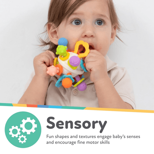 Nuby Textured Twist Ball Baby Teether Infant Toy with Colorful Rattle
