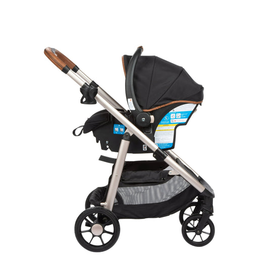 Image displaying a baby stroller with text about it's details