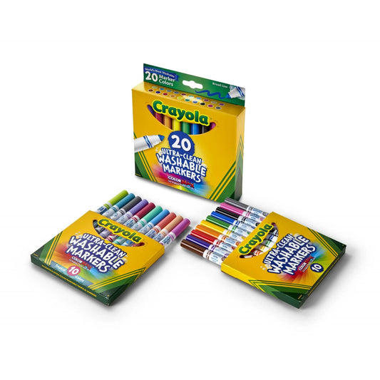 Crayola Ultra-Clean Washable Broad Line Markers, 20 count