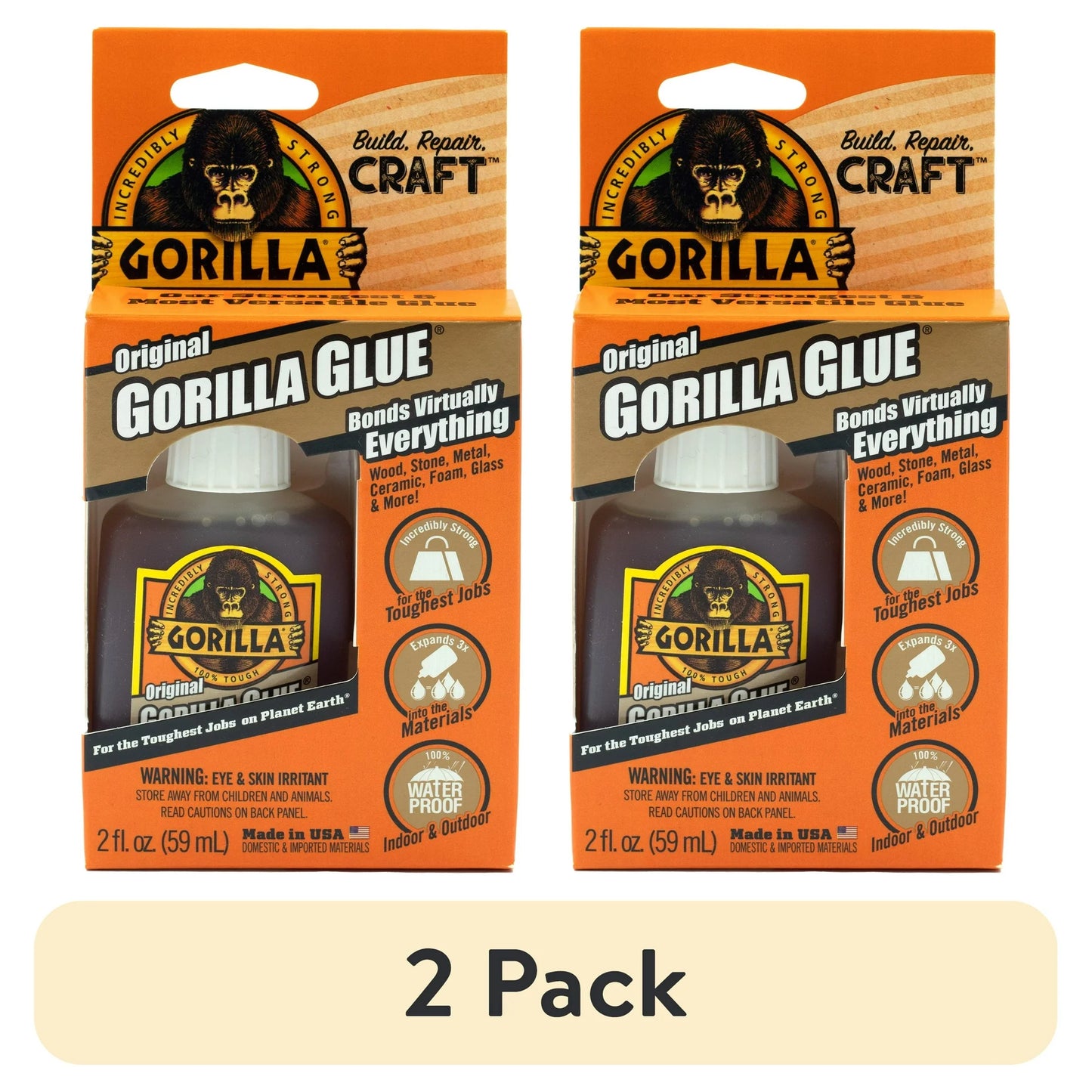 Gorilla 50002- Original Glue, 2 oz, Brown