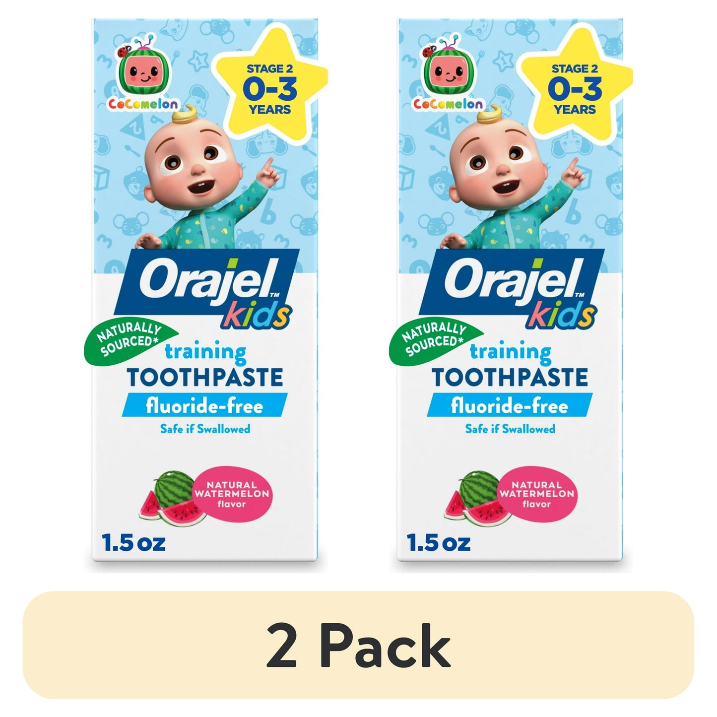 Orajel Kids CoComelon Training Toothpaste Fluoride-Free, Natural Watermelon Flavor, 1.5 oz