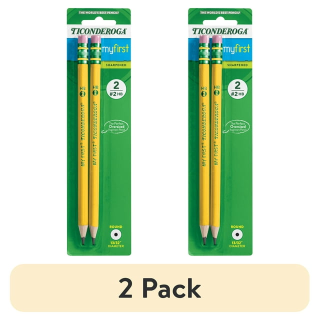 Ticonderoga My First Beginner Pencils, Sharpened #2 Lead, Yellow, 2 Count