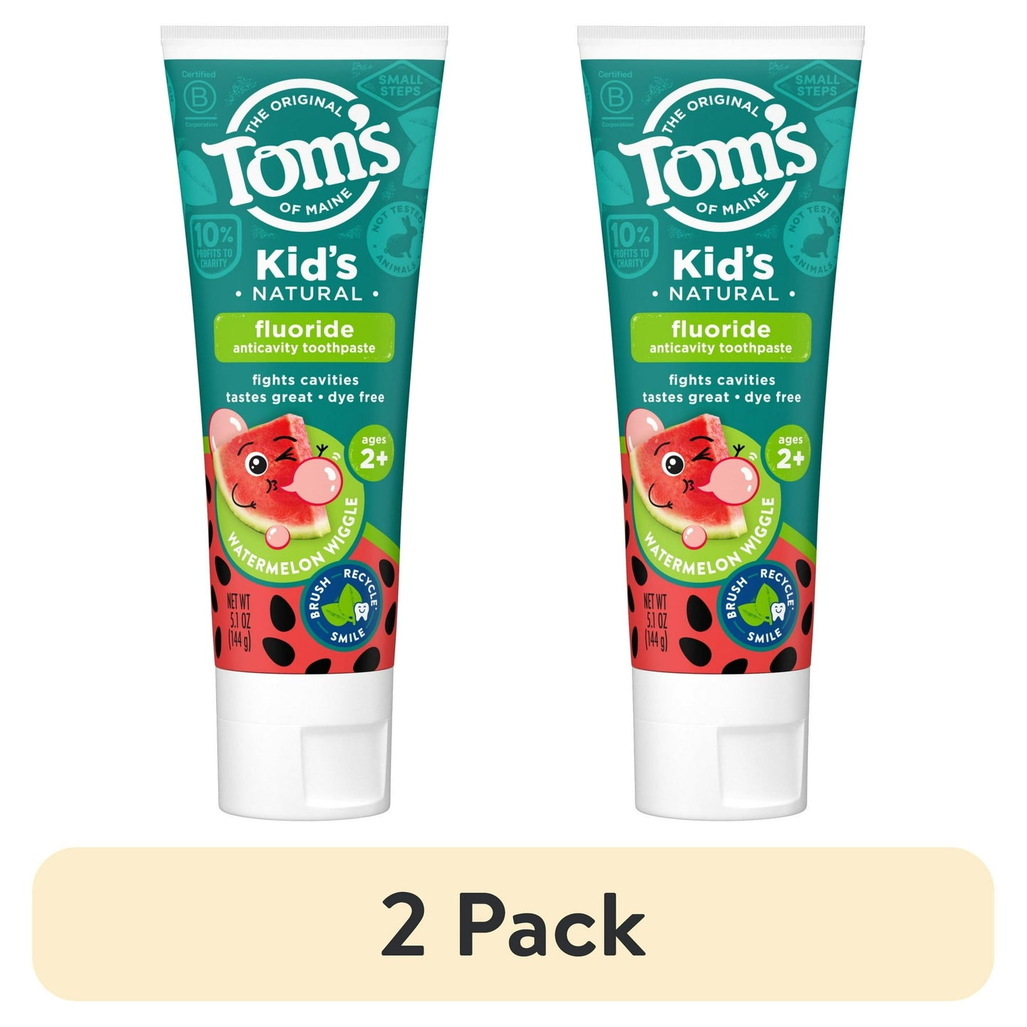Tom's of Maine Watermelon Wiggle Kids Toothpaste with Fluoride, 5.1 Oz