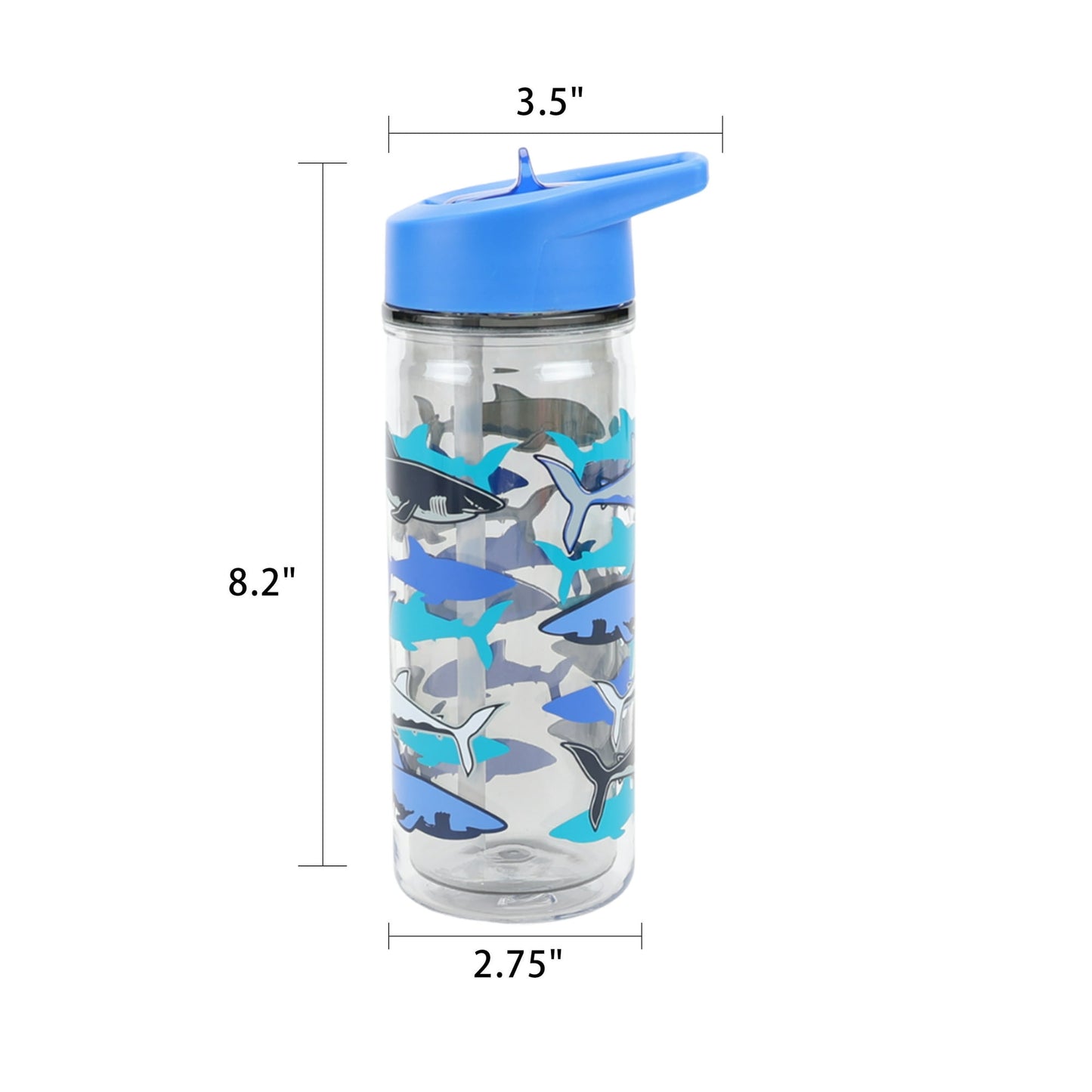 Your Zone 14 oz Double Wall Insulated Plastic Water Bottle with Lid and Straw