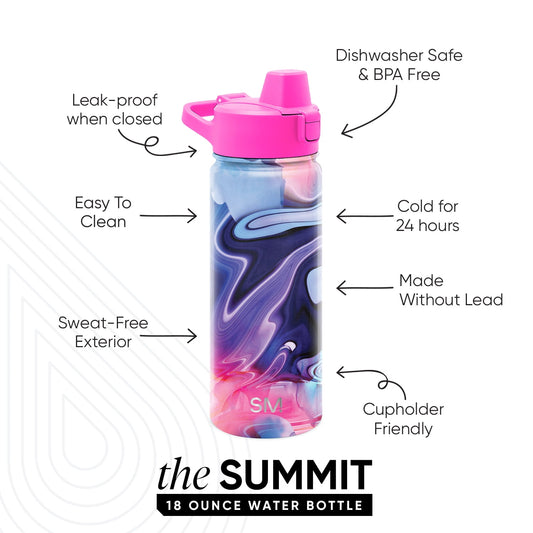 Simple Modern 18 fl oz Insulated Stainless Steel Summit Water Bottle with Covered Silicone Straw Lid | Dreamcicle