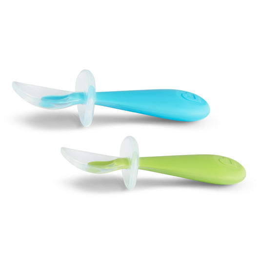 Munchkin Gentle Scoop Silicone Training Spoons, Blue/Green, Unisex