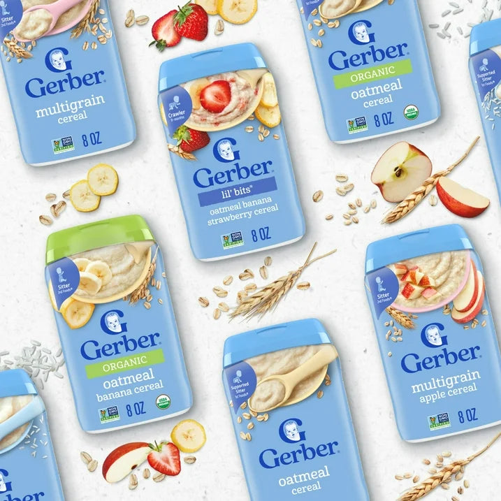 Gerber Stage 3 Baby Food, Oatmeal Banana Strawberry Cereal, Baby Oatmeal Cereal 8 oz