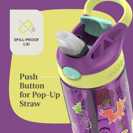 Contigo Kids AUTOSPOUT Straw Water Bottle, Purple, 14oz