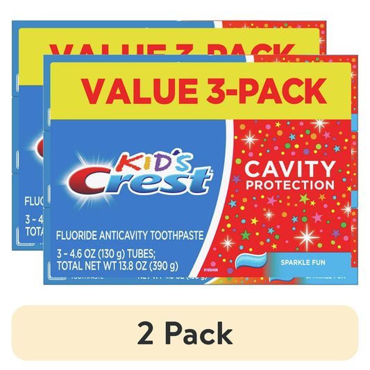 2 pack Boxes of Kids cavity protection toothpaste with a value 3 pack label.