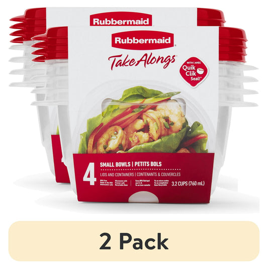 2 pack Packaging of small bowls with a salad image on a white background