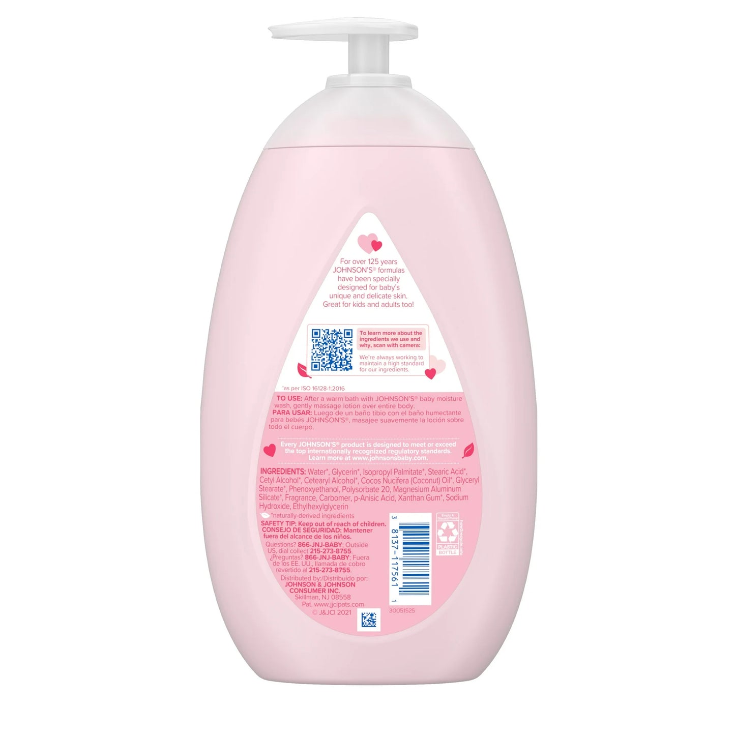 Johnson's Moisturizing Mild Pink Baby Body Lotion, Coconut Oil for Delicate Skin, Hypoallergenic - 27.1 fl oz