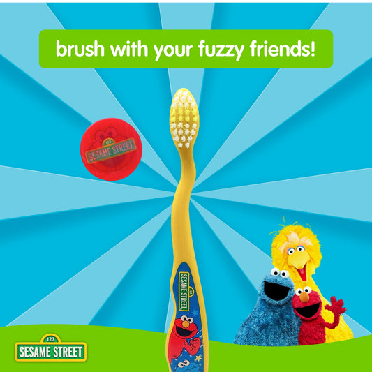 Brush Buddies Sesame Street Elmo Manual Cup Set with Kids Soft Bristle Toothbrush, Rinse Cup, and Travel Cap, 3 Piece Set
