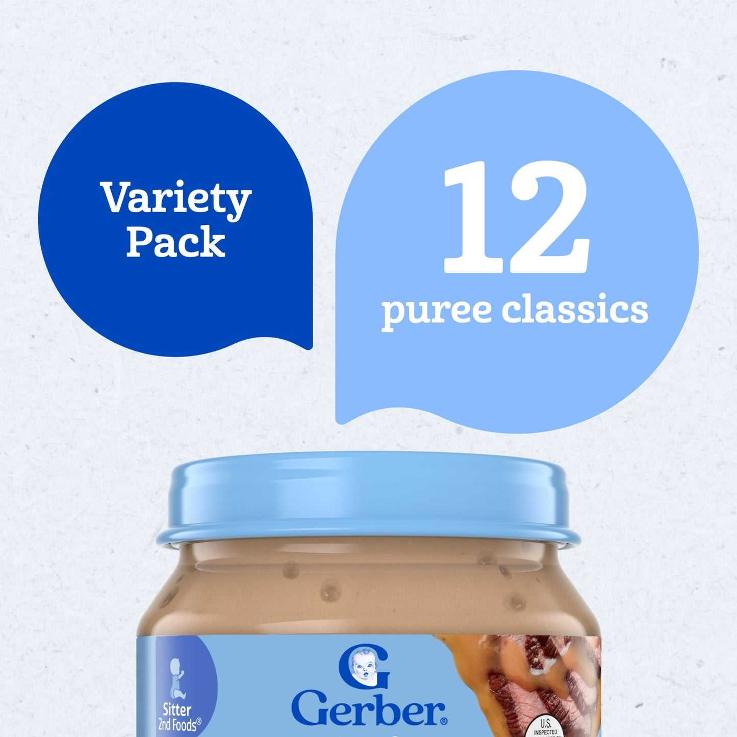 Gerber 2nd Foods Puree Favorites, Beef, Turkey, Ham and Chicken Baby Food Variety Pack, 2.5 oz Jars (12 Pack)