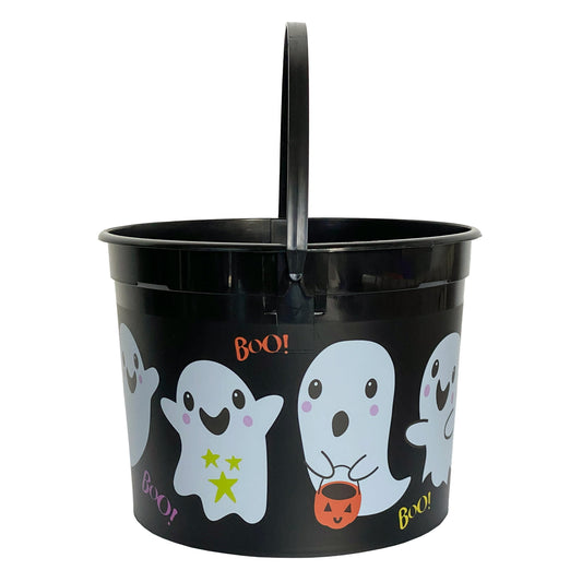 Ghost Trick-or-Treat Bucket, Black, 5 qt, Halloween by Way To Celebrate