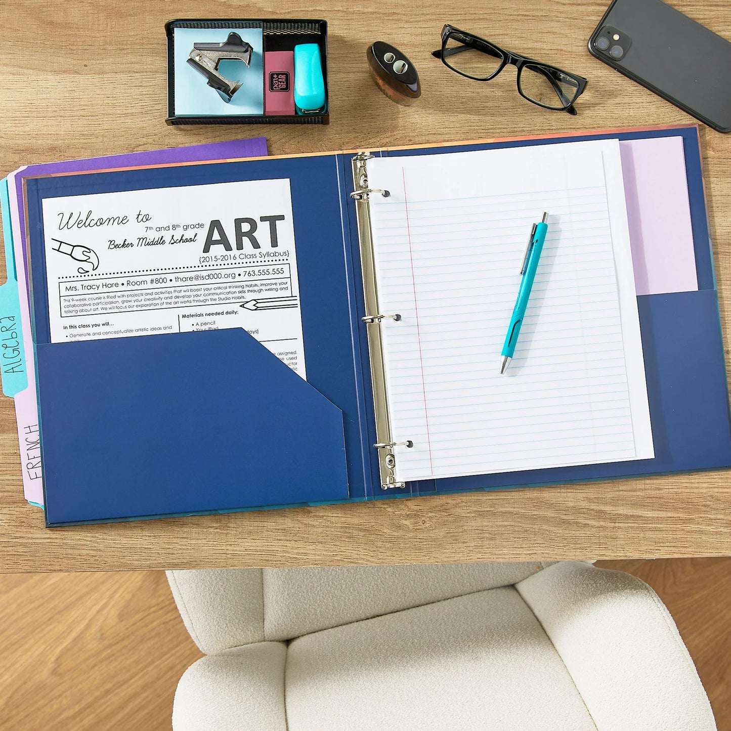 Pen+Gear Fashion 1" Round-Ring Binder, Multi-Color Geometric