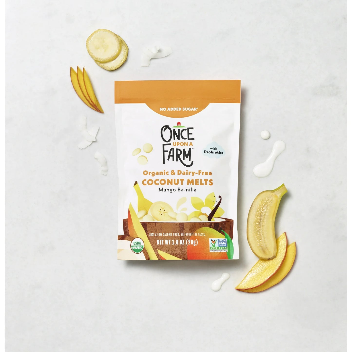 Once Upon a Farm Organic Coconut Melts, Mango Ba-nilla, 1oz Bag