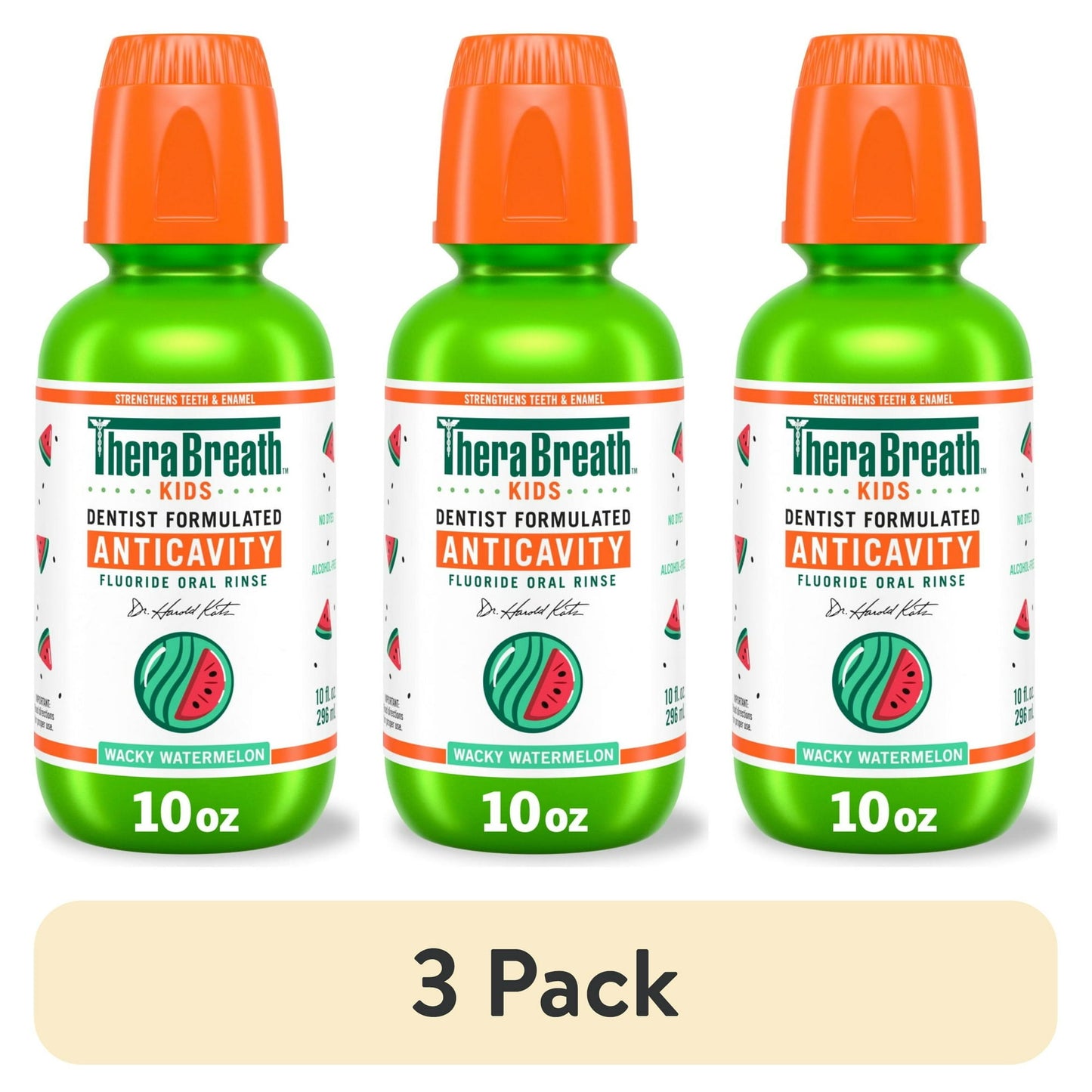 TheraBreath Kids Mouthwash with Fluoride, Organic Wacky Watermelon, Anticavity, 10 fl oz