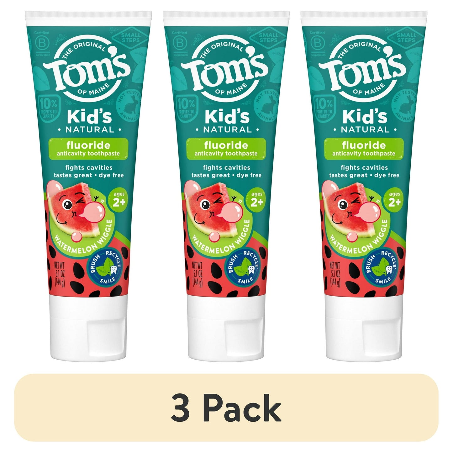 Tom's of Maine Watermelon Wiggle Kids Toothpaste with Fluoride, 5.1 Oz