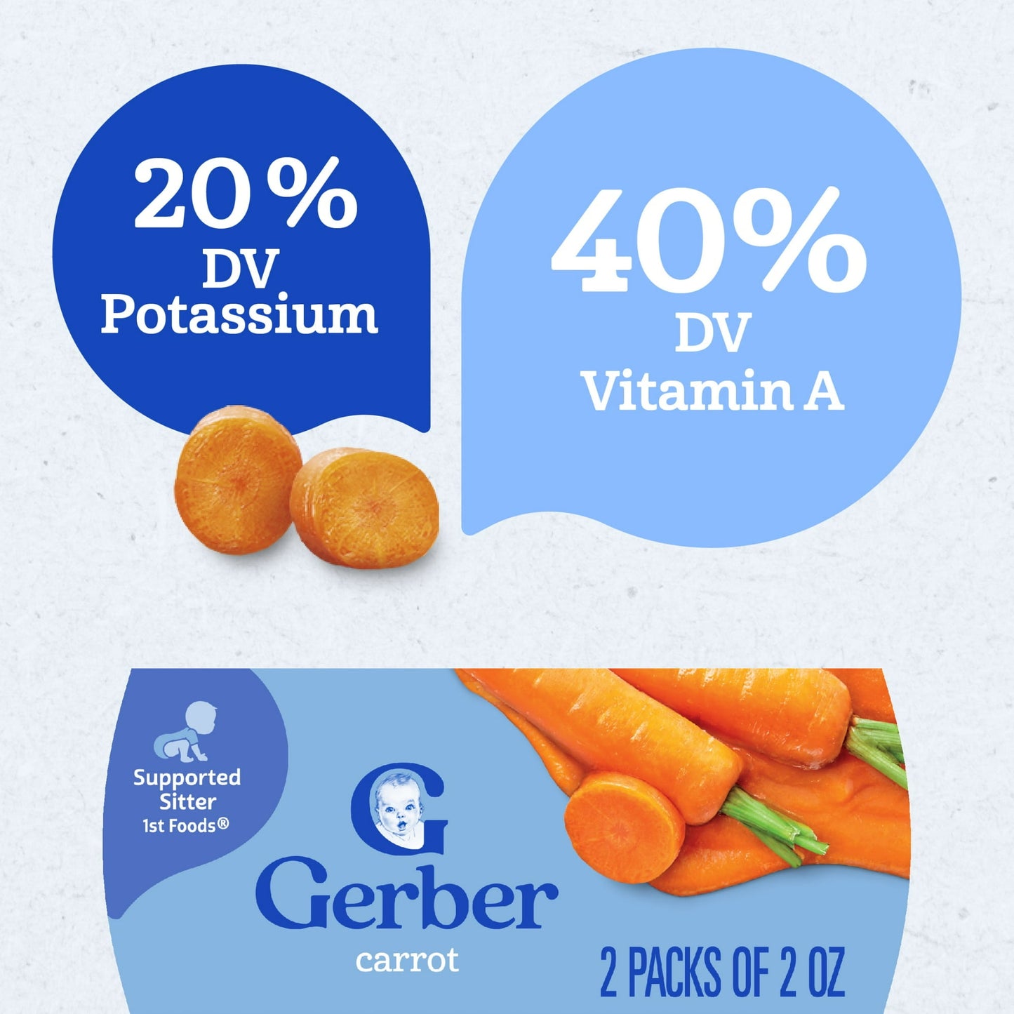 Gerber 1st Foods Baby Food, Carrot, 2 oz Tubs (2 Pack)