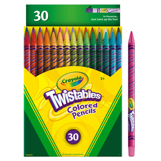 Crayola Twistables Colored Pencils packaging with a single pencil displayed on a white background