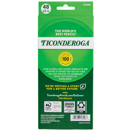Ticonderoga Premium Wood Pencils, Sharpened #2 Lead, Yellow, 48 Count, 0.20 Lead Size