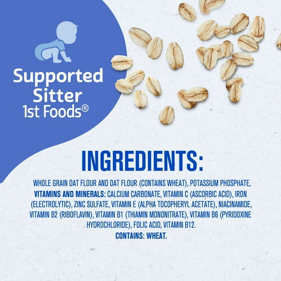 Gerber Stage 1 Baby Food, Baby Oatmeal Cereal, 8g Whole Grains, Infant Cereal 8 oz