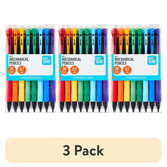 3 Pack of 0.7mm No. 2 mechanical pencils with erasers, ideal for everyday writing and school use
