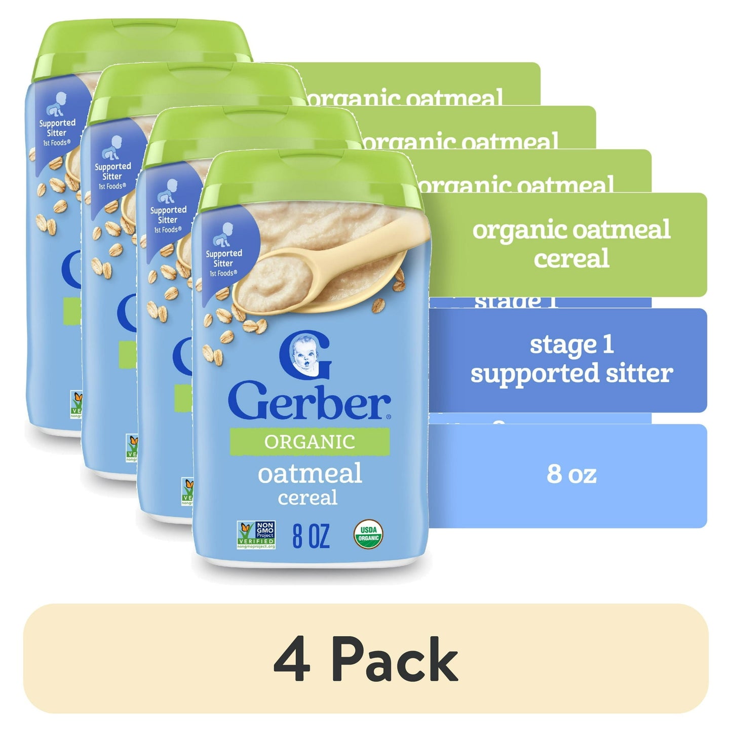 Gerber Stage 1 Baby Food, Organic Baby Oatmeal Cereal, 14g Whole Grains, Infant Cereal