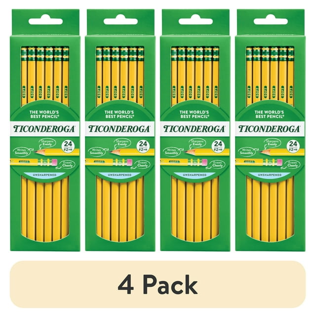 Ticonderoga Premium Wood Pencils, Unsharpened #2 Lead, Yellow, 24 Count, 0.3 mm Pencil Lead