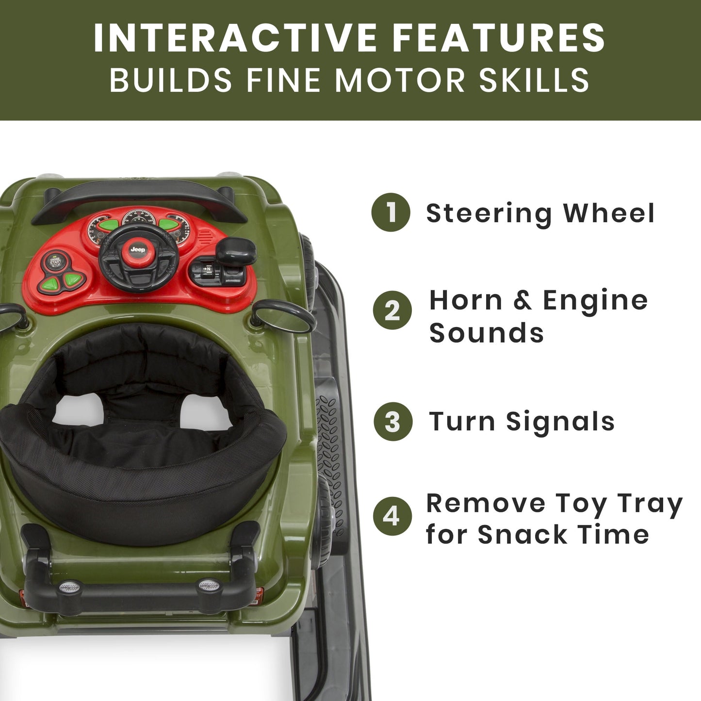 Image dsplaying and a baby activity walker with text
