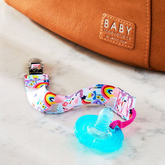 Parent's Choice Pacifier Clip, Rainbows and Unicorns