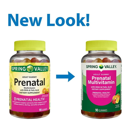 Spring Valley DHA and Folic Acid Prenatal Multivitamin Supplement Gummies, 90 Count