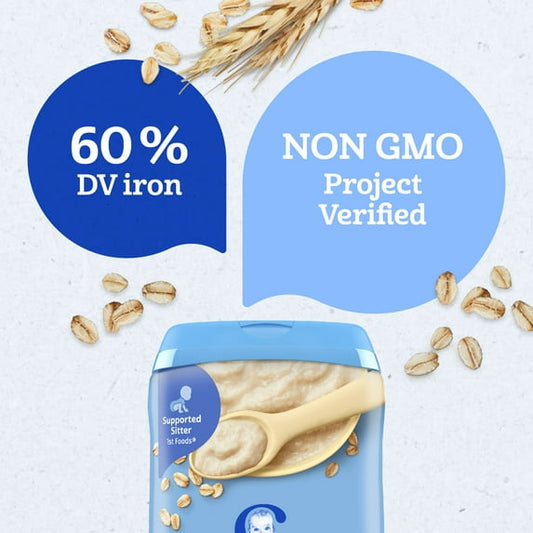 Gerber Stage 1 Baby Food, Baby Oatmeal Cereal, 8g Whole Grains, Infant Cereal 16 oz