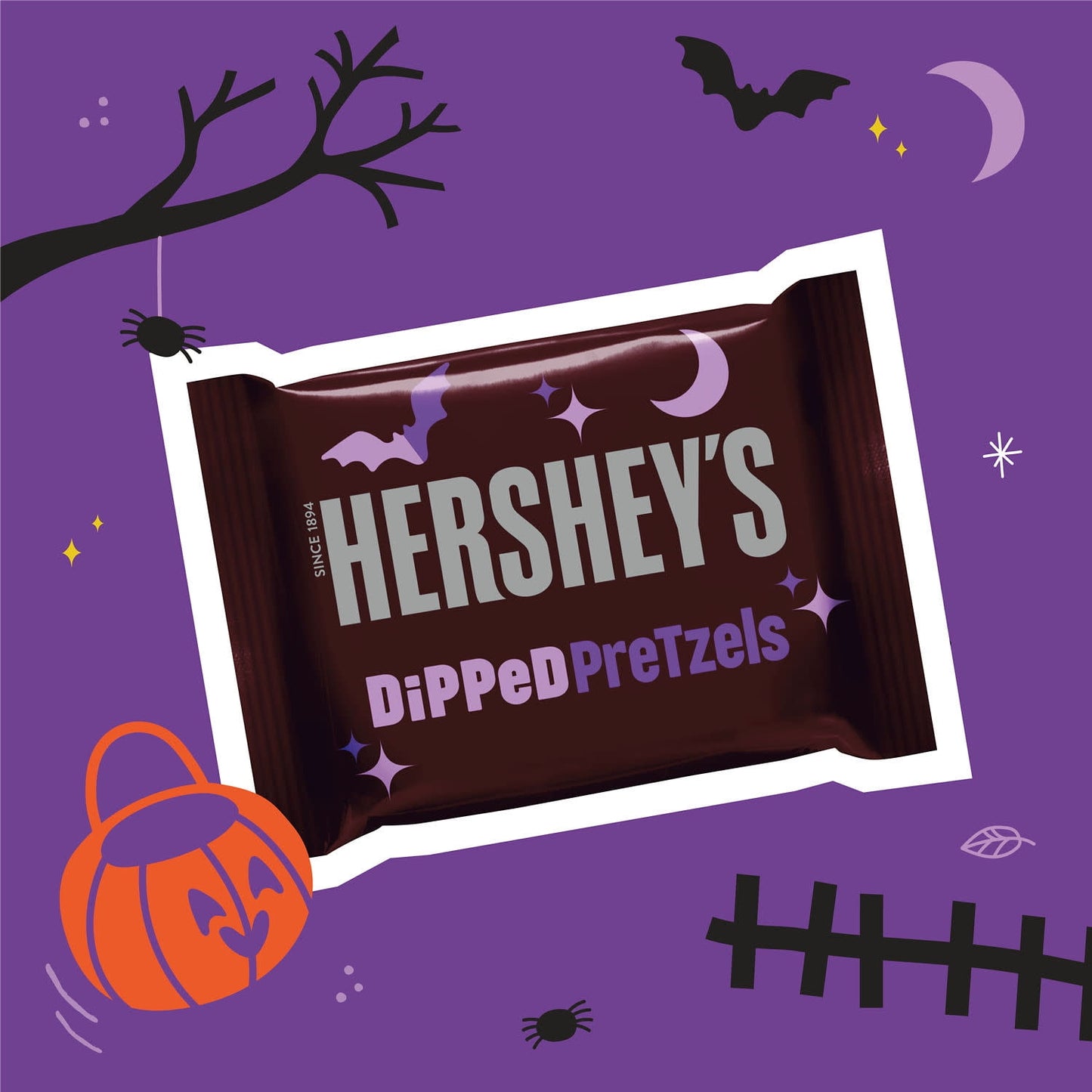 Hershey's Milk and Dark Chocolate Covered Halloween Dipped Pretzels, Box 14.1 oz, 20 Packs