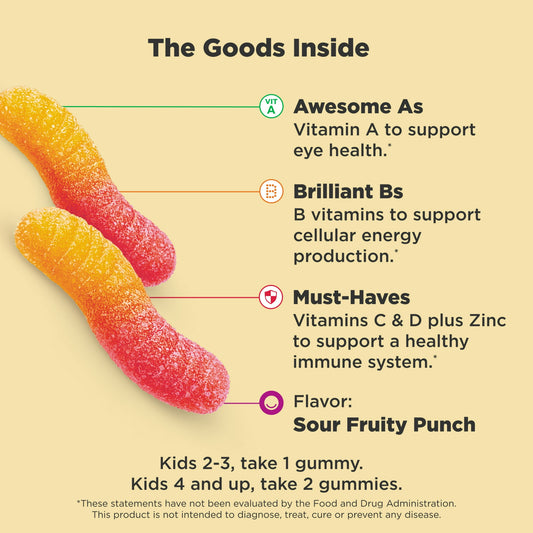 Image showing text about a Daily wellness supplement product for kids