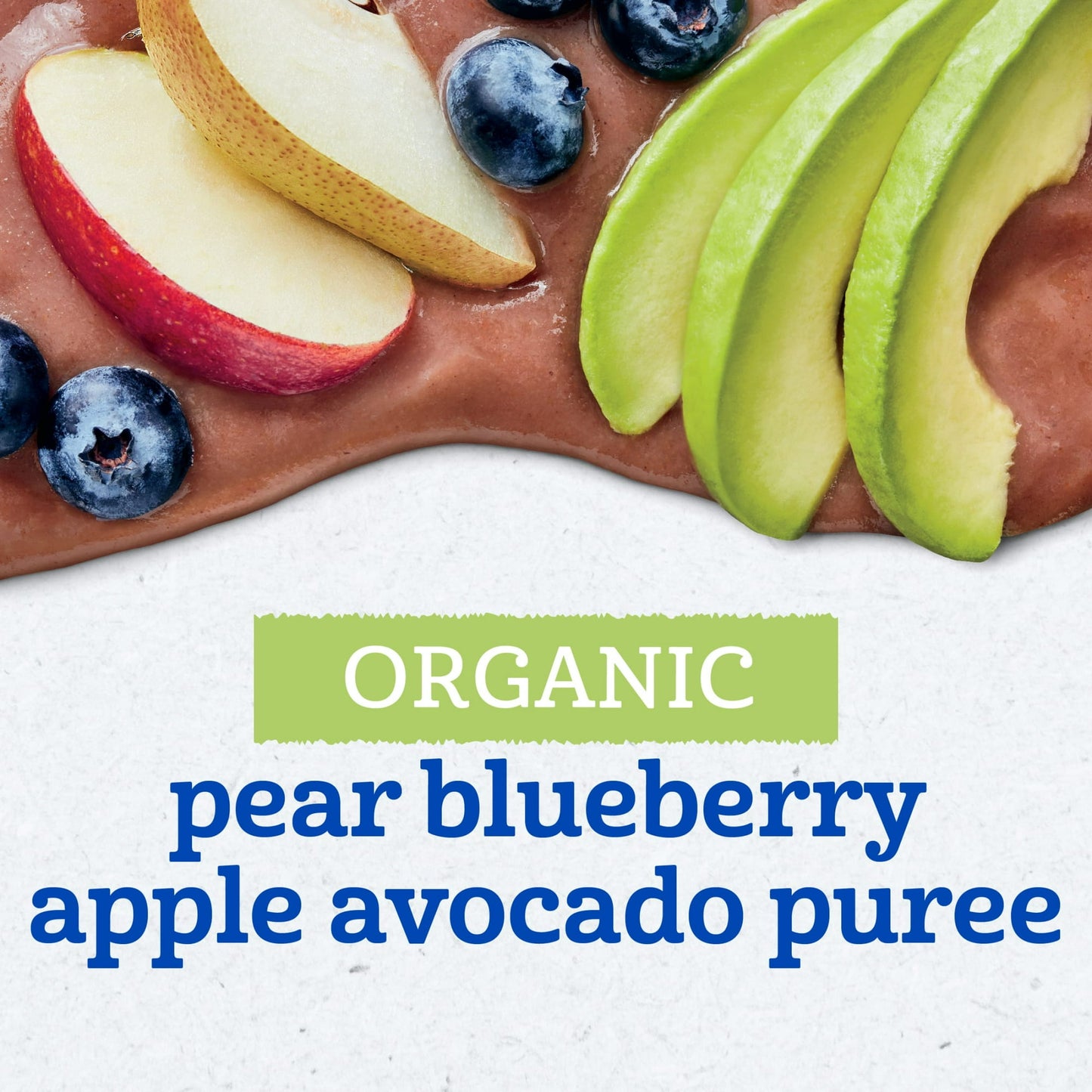 Gerber Stage 2 Baby Food, Organic Pear Blueberry Apple Avocado Puree, 3.5 oz Pouch