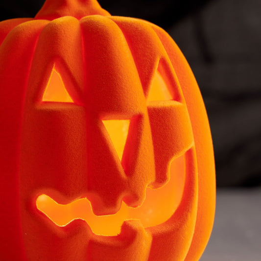 Light-Up Flocked Jack--Lantern Tabletop Decor, Orange, Halloween by Way To Celebrate