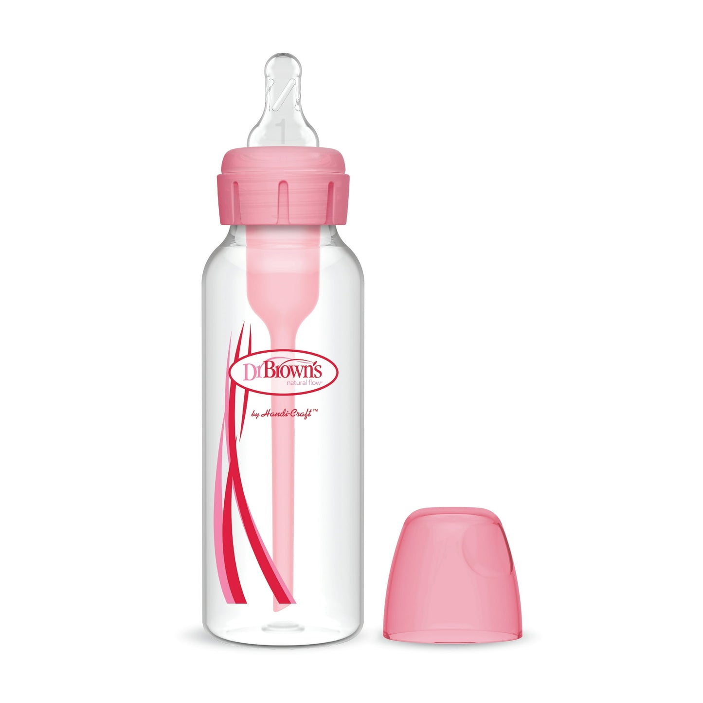 (2 pack) Dr. Brown's Natural Flow Anti-Colic Options+ Narrow Baby Bottle, Pink, 8oz, Slow Flow, 0m+, 1 Pack